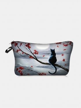 Φορητή Γάτα Που Κοιτάζει Το Φεγγάρι Τυπωμένη Τσάντα Μακιγιάζ Γυναικεία Αποθήκευσης Πλυσίματος Ταξιδιού