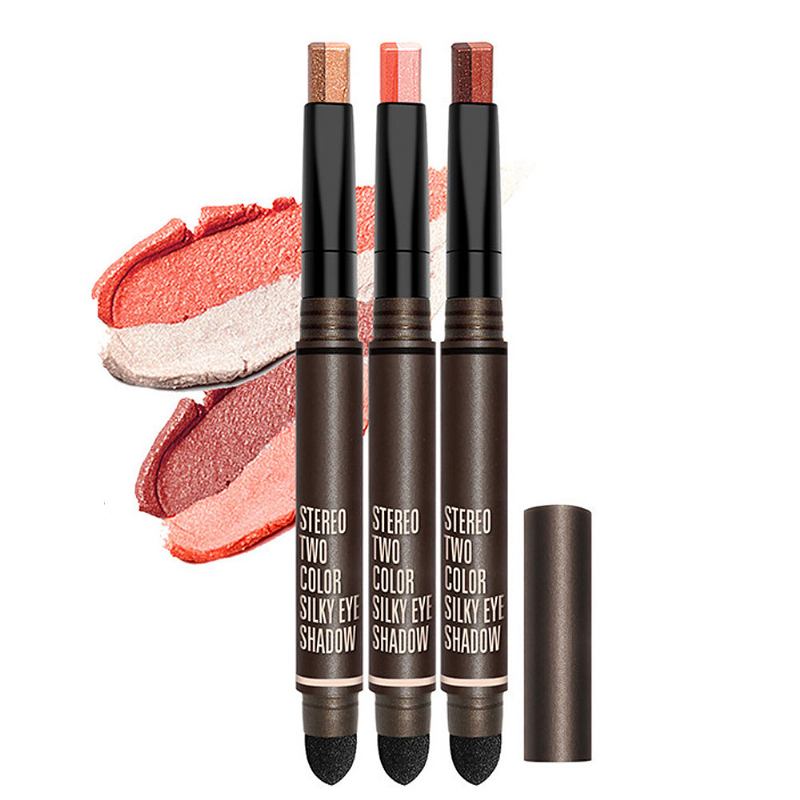 Φορητό Dual Color Eye Shadow Stick Αδιάβροχο Μακράς Διαρκείας Μακιγιάζ Ματιών Pearl Effect Cosmetic Για Αρχάριους