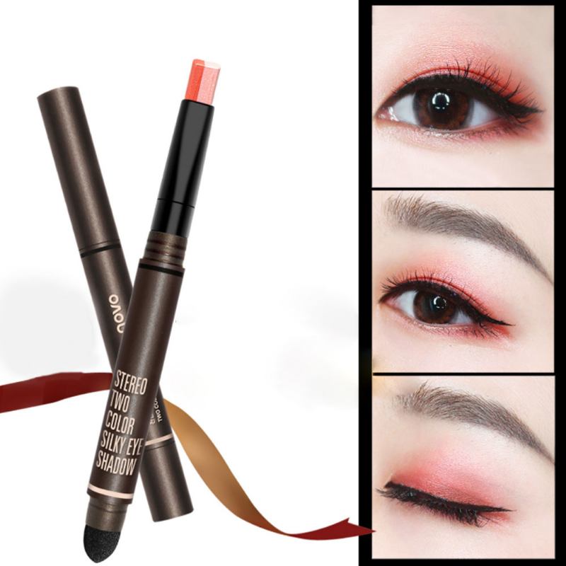 Φορητό Dual Color Eye Shadow Stick Αδιάβροχο Μακράς Διαρκείας Μακιγιάζ Ματιών Pearl Effect Cosmetic Για Αρχάριους