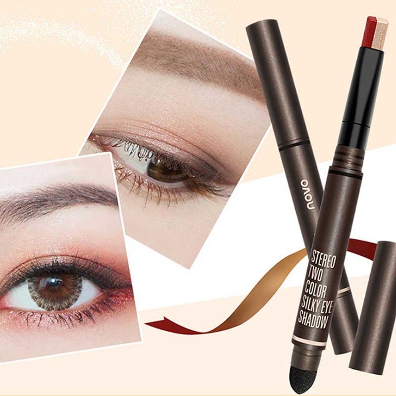 Φορητό Dual Color Eye Shadow Stick Αδιάβροχο Μακράς Διαρκείας Μακιγιάζ Ματιών Pearl Effect Cosmetic Για Αρχάριους