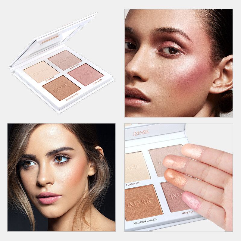 Imagic 4colors Highlighter Powder Palette Shimmer Contouring Highlight Face Bronzer Makeup