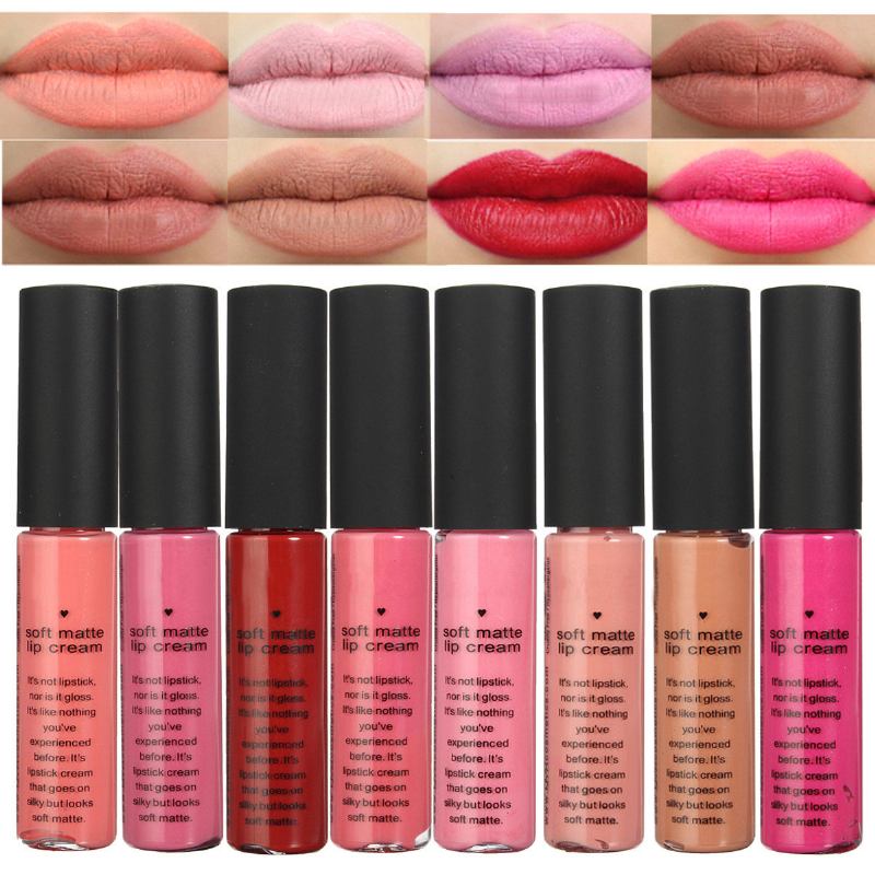 Καλλυντικό Μακιγιάζ 8 Χρωμάτων Απαλό Ματ Lip Gloss Liquid Stick Μακράς Διαρκείας