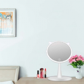 Καθρέφτης Μακιγιάζ Led Cat Cosmetic Mirror Ρυθμιζόμενος Φορτιστή Usb Ορθογώνιος Μονής Όψης Φορητός Γραφείου Για