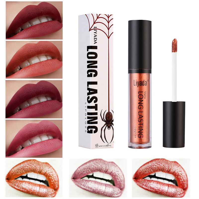 Liyada Αδιάβροχο Ματ Μεταλλικό Lip Gloss Cosmetics Liquid Lipstick Χείλη Μεγάλης Διάρκειας