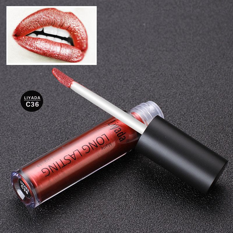 Liyada Αδιάβροχο Ματ Μεταλλικό Lip Gloss Cosmetics Liquid Lipstick Χείλη Μεγάλης Διάρκειας