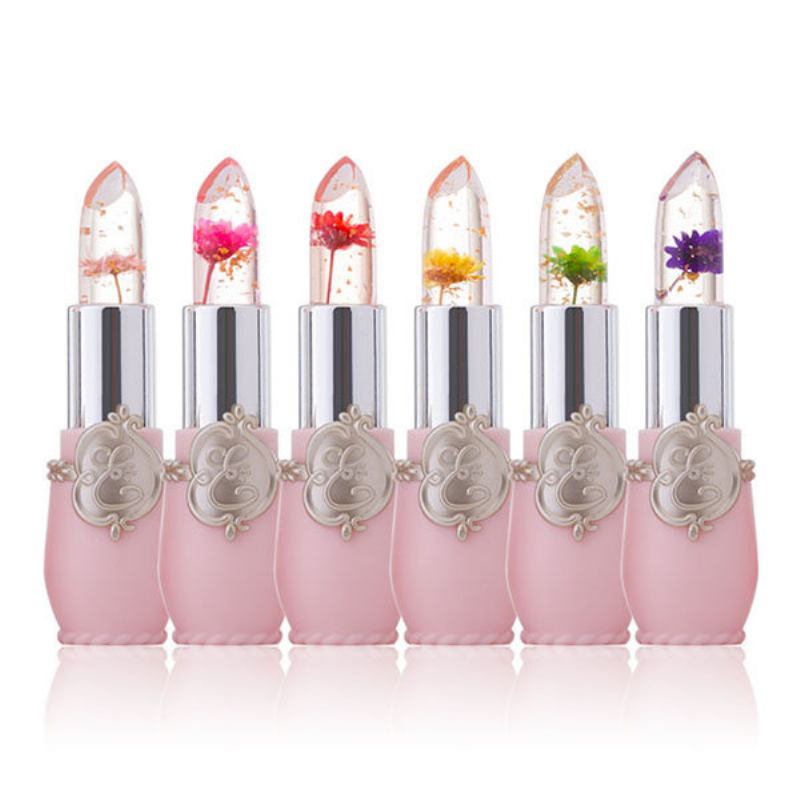 Minfei Temperature Change Color Flower Jelly Lipstick Αδιάβροχο Διαφανές Lips Balm Κραγιόν Μεγάλης Διάρκειας