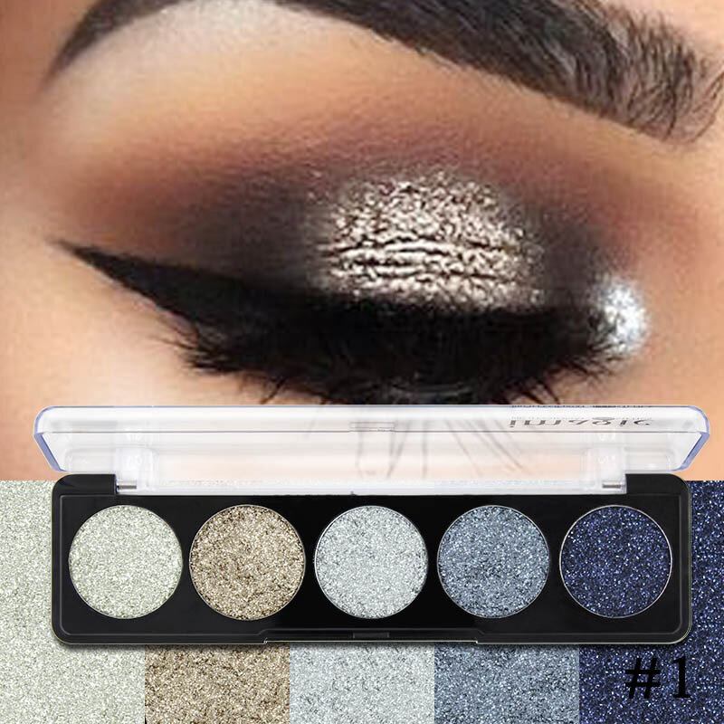 Παλέτα Σκιών Ματιών Με 5 Χρώματα Glitter Powder Sequin Pearlescent Makeup Pigment Smoky Eye Shadow