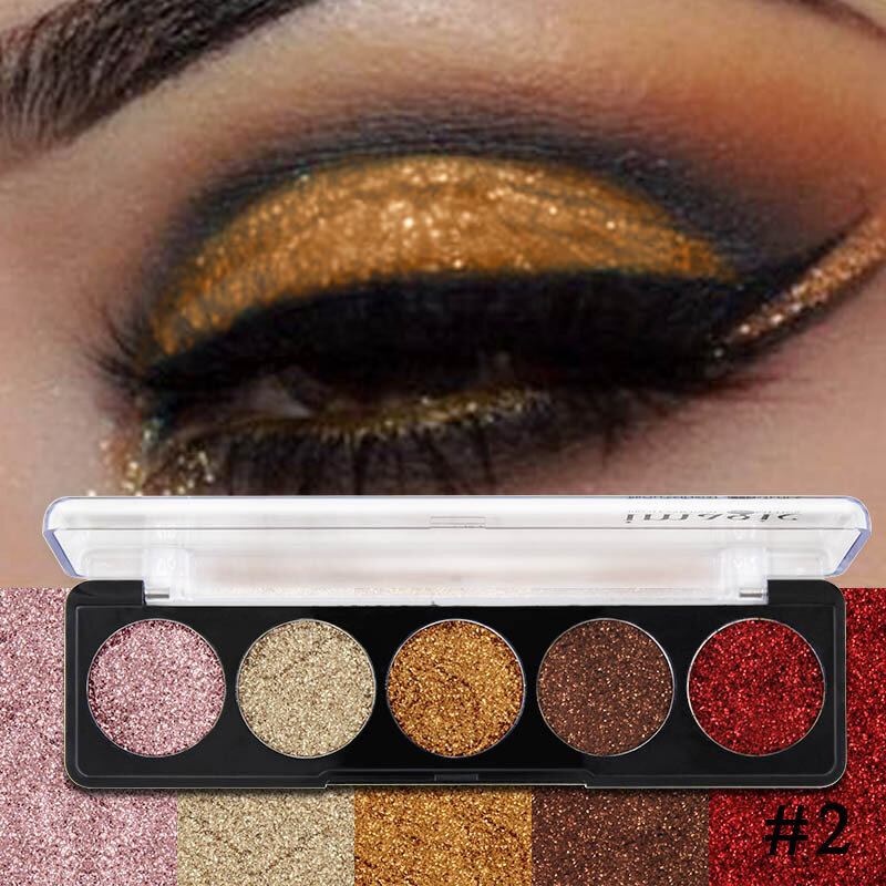 Παλέτα Σκιών Ματιών Με 5 Χρώματα Glitter Powder Sequin Pearlescent Makeup Pigment Smoky Eye Shadow