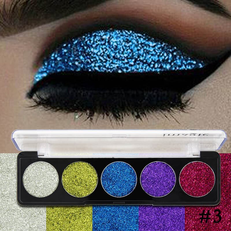 Παλέτα Σκιών Ματιών Με 5 Χρώματα Glitter Powder Sequin Pearlescent Makeup Pigment Smoky Eye Shadow