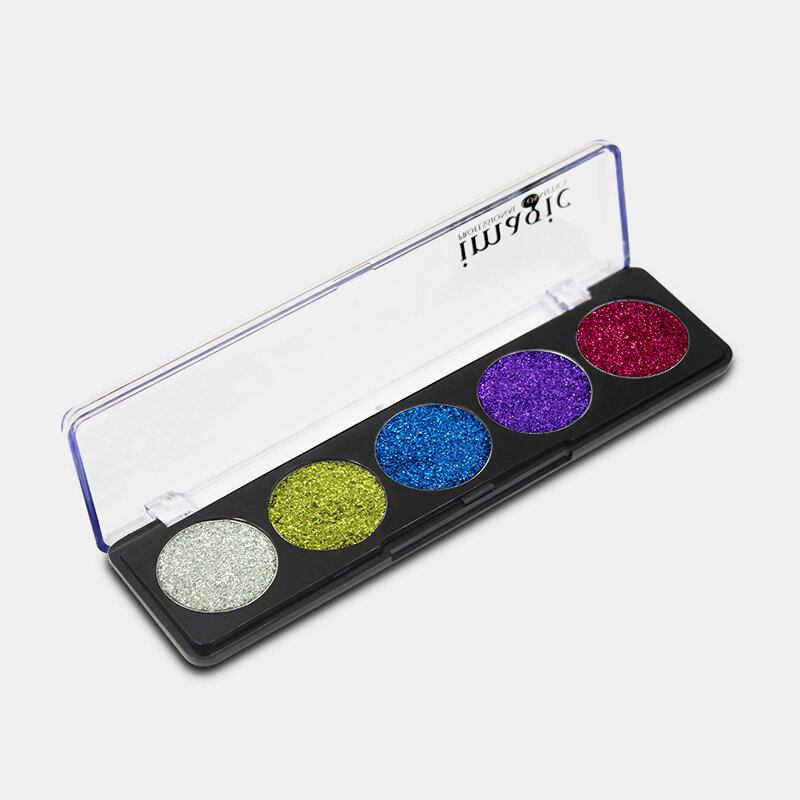 Παλέτα Σκιών Ματιών Με 5 Χρώματα Glitter Powder Sequin Pearlescent Makeup Pigment Smoky Eye Shadow