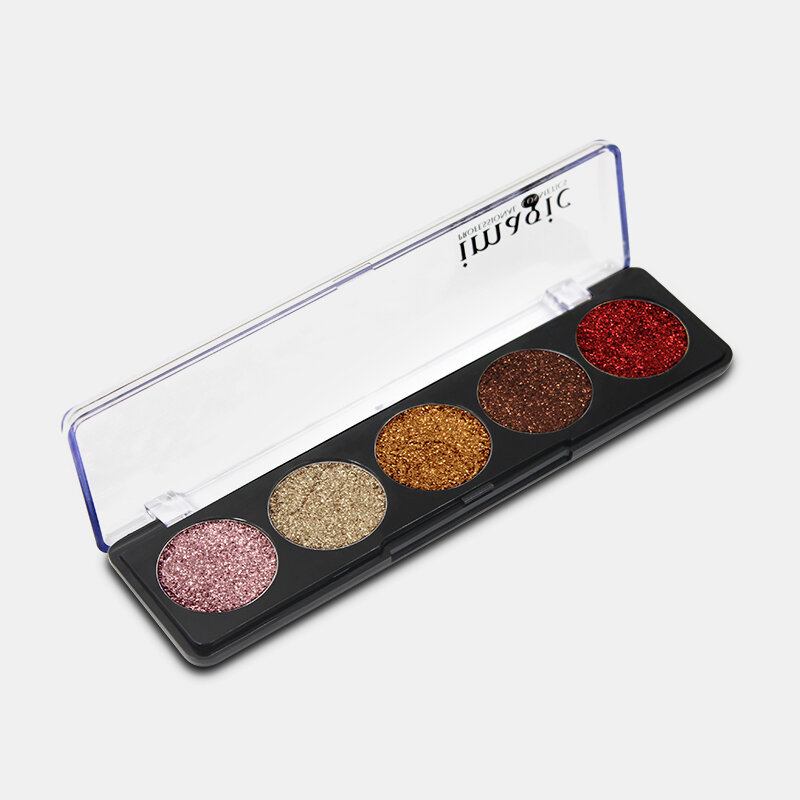 Παλέτα Σκιών Ματιών Με 5 Χρώματα Glitter Powder Sequin Pearlescent Makeup Pigment Smoky Eye Shadow