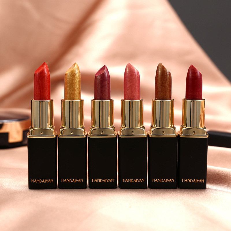 Pearlescent Temperature Lipstick Long-sting Metal Shimmer Lip Stick Moisturizing Lip Cosmetic