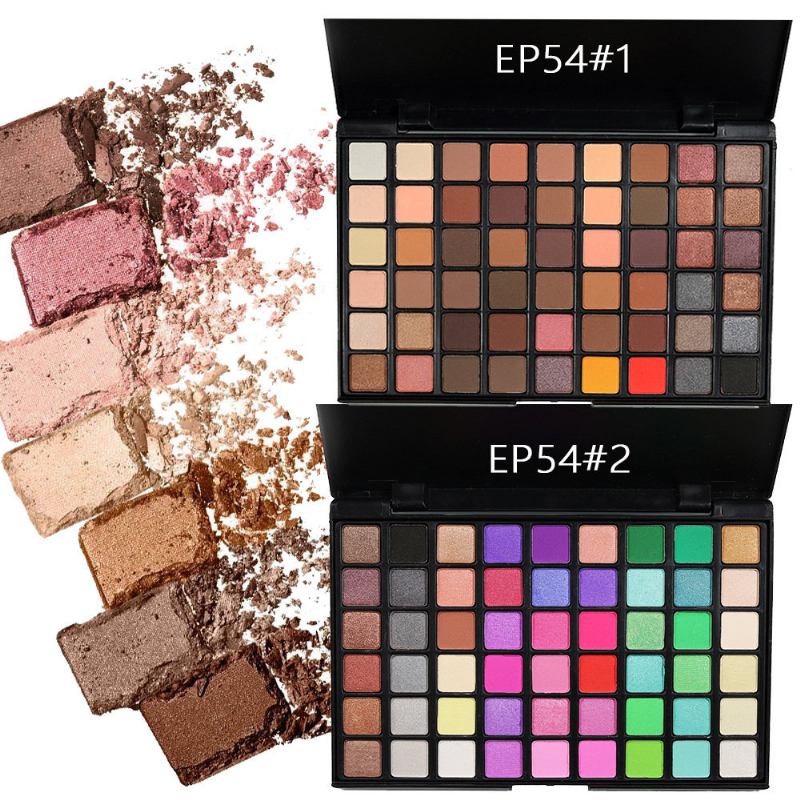 Popfeel 54 Colors Eye Shadow Shimmer Glitter Αδιάβροχη Φυσική Ματ Παλέτα Σκιών Ματιών