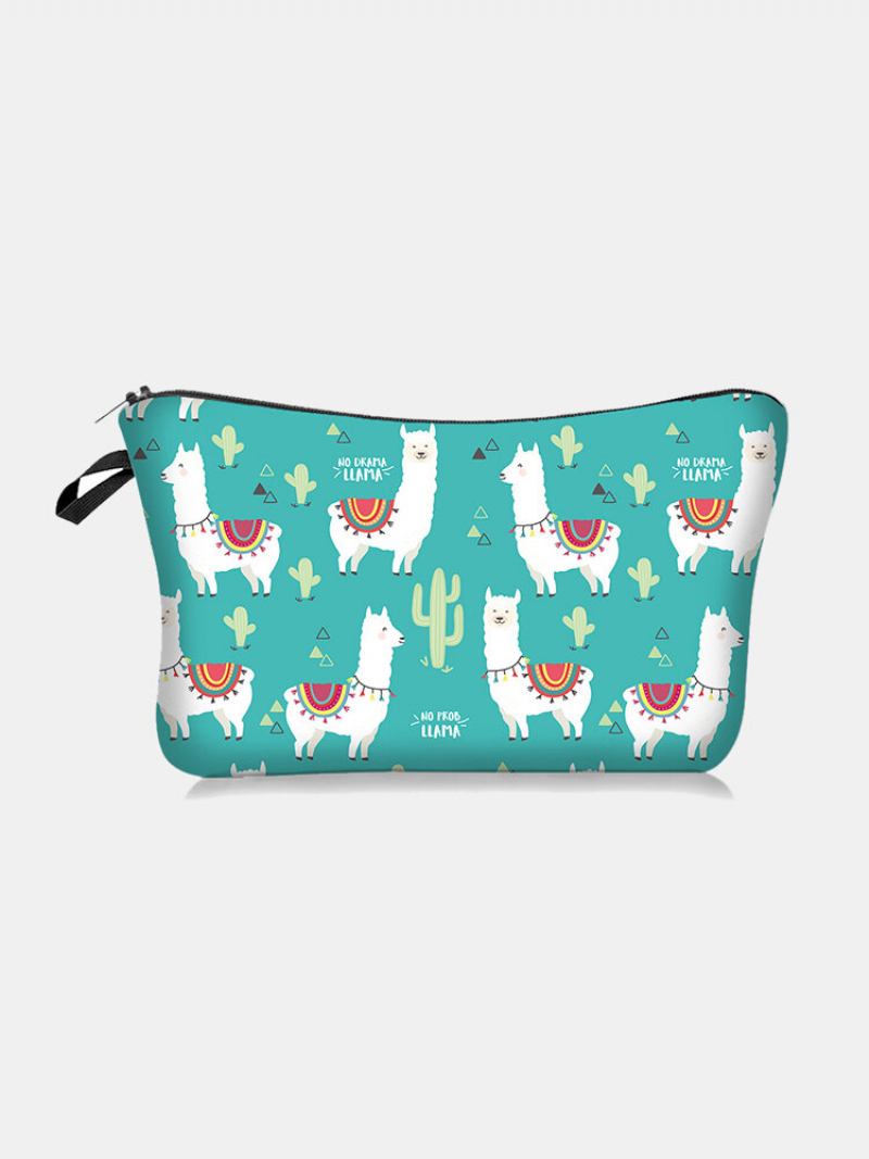 Portable Animal Plant Printed Makeup Bag Lattice Butterfly Women Τσάντα Αποθήκευσης Πλυσίματος Ταξιδιού