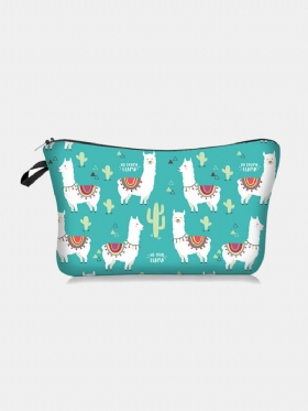 Portable Animal Plant Printed Makeup Bag Lattice Butterfly Women Τσάντα Αποθήκευσης Πλυσίματος Ταξιδιού