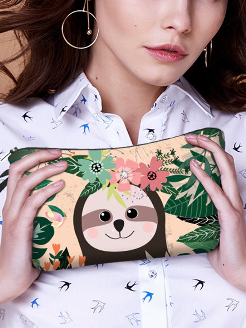 Portable Animal Plant Printed Makeup Bag Lattice Butterfly Women Τσάντα Αποθήκευσης Πλυσίματος Ταξιδιού