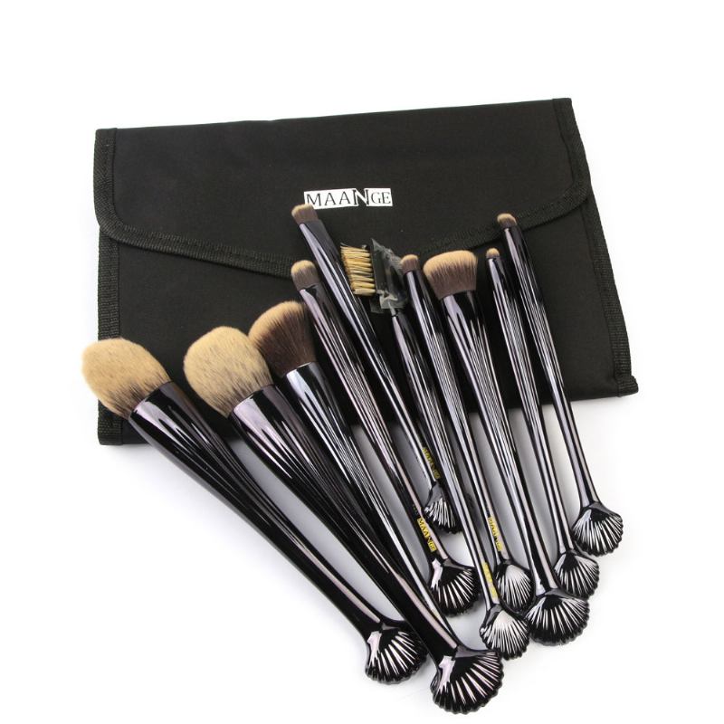 Shell Σετ Πινέλων Μακιγιάζ 10 Τεμαχίων Make Up Foundation Blush Eyeliner Cosmetic Concealer Brushes With Nylon Crease Kit