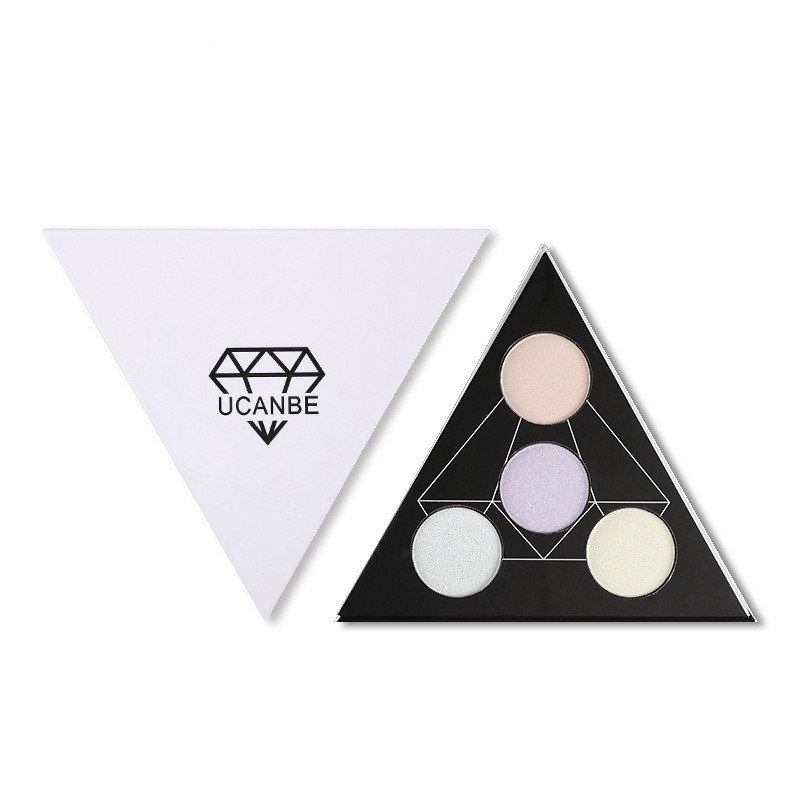 Ucanbe Triangle Eyeshadow Palette Makeup Glow Highlighter Shimmer Face Brighten