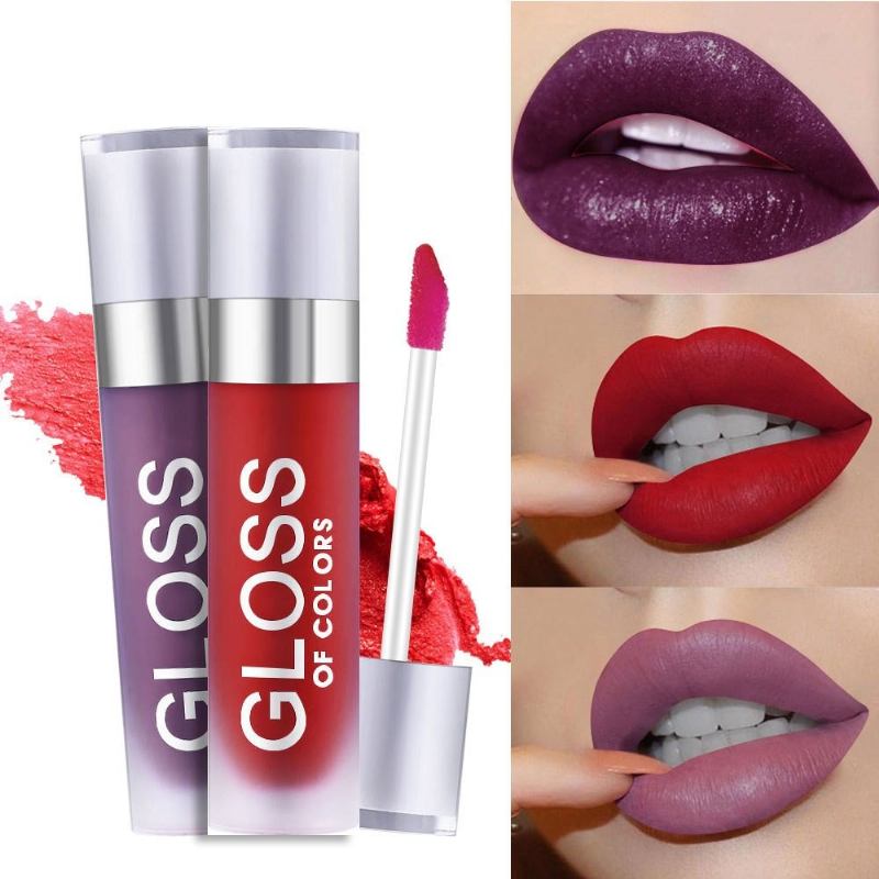 Velvet Matte Lip Glaze Μακράς Διαρκείας Pearlescent Glitter Lip Gloss Anti-stick Cup Liquid Lipstick