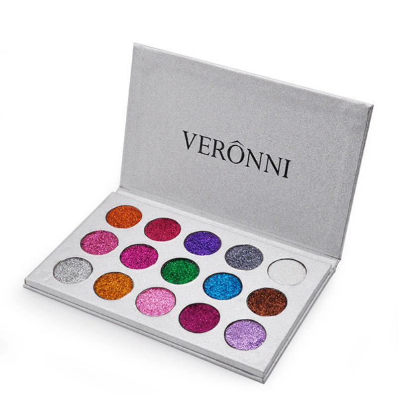 Veronni 15 Χρώματα Glitter Eyeshadow Palette Diamond Rainbow Make Up Cosmetic Pressed Glitters Eye Sh