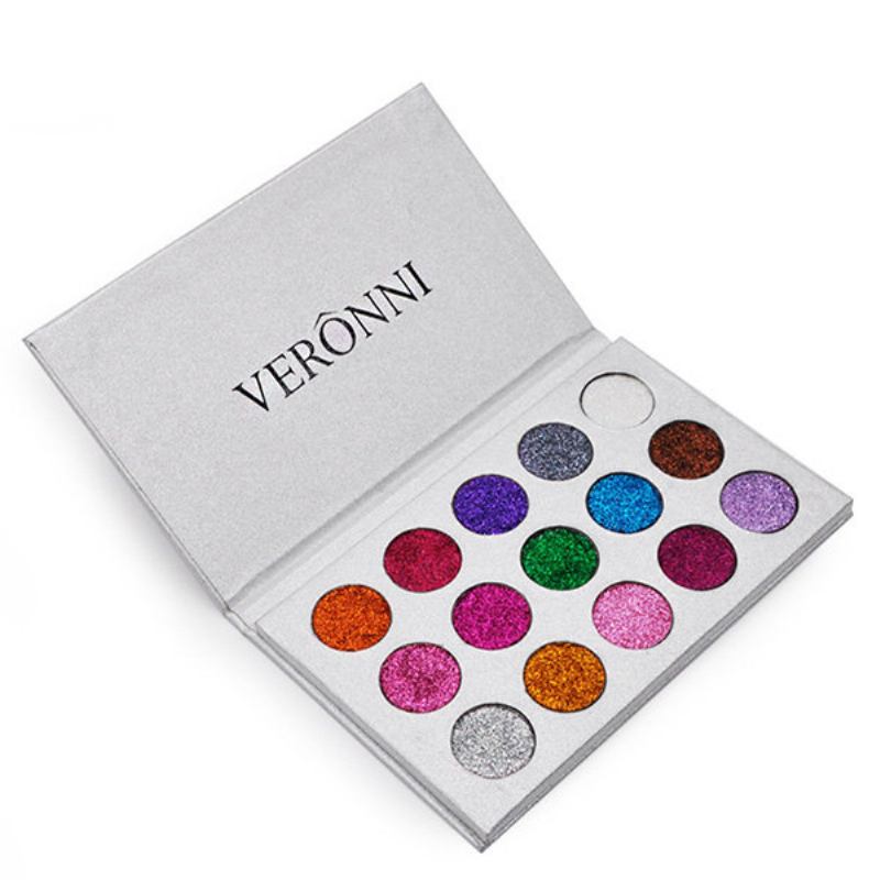 Veronni 15 Χρώματα Glitter Eyeshadow Palette Diamond Rainbow Make Up Cosmetic Pressed Glitters Eye Sh