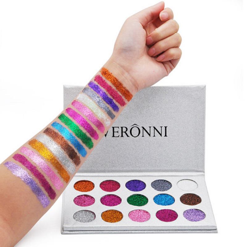 Veronni 15 Χρώματα Glitter Eyeshadow Palette Diamond Rainbow Make Up Cosmetic Pressed Glitters Eye Sh