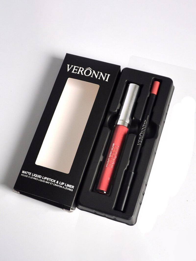 Veronni Matte Lip Gloss Lipliner Pencils Set Moisturizer Makeup Liquid Lipstick Lips Liner Kits