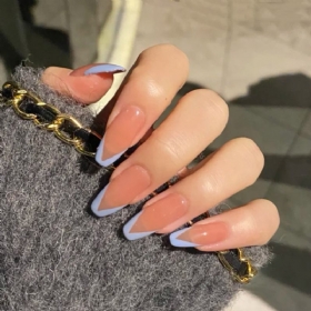 Wearable Nail Αφαιρούμενο Piece Αυτοκόλλητο Νυχιών Blue French Bail Ballet