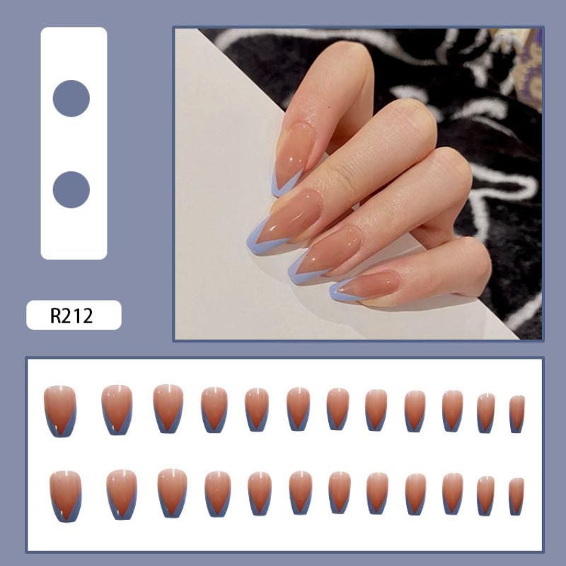 Wearable Nail Αφαιρούμενο Piece Αυτοκόλλητο Νυχιών Blue French Bail Ballet