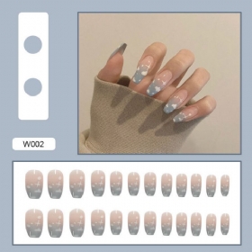 Wearable Nail Departable Pieces Αυτοκόλλητα Νυχιών Blue Sky Και Λευκά Σύννεφα 24 Τεμαχίων Μπαλέτο Νύχια