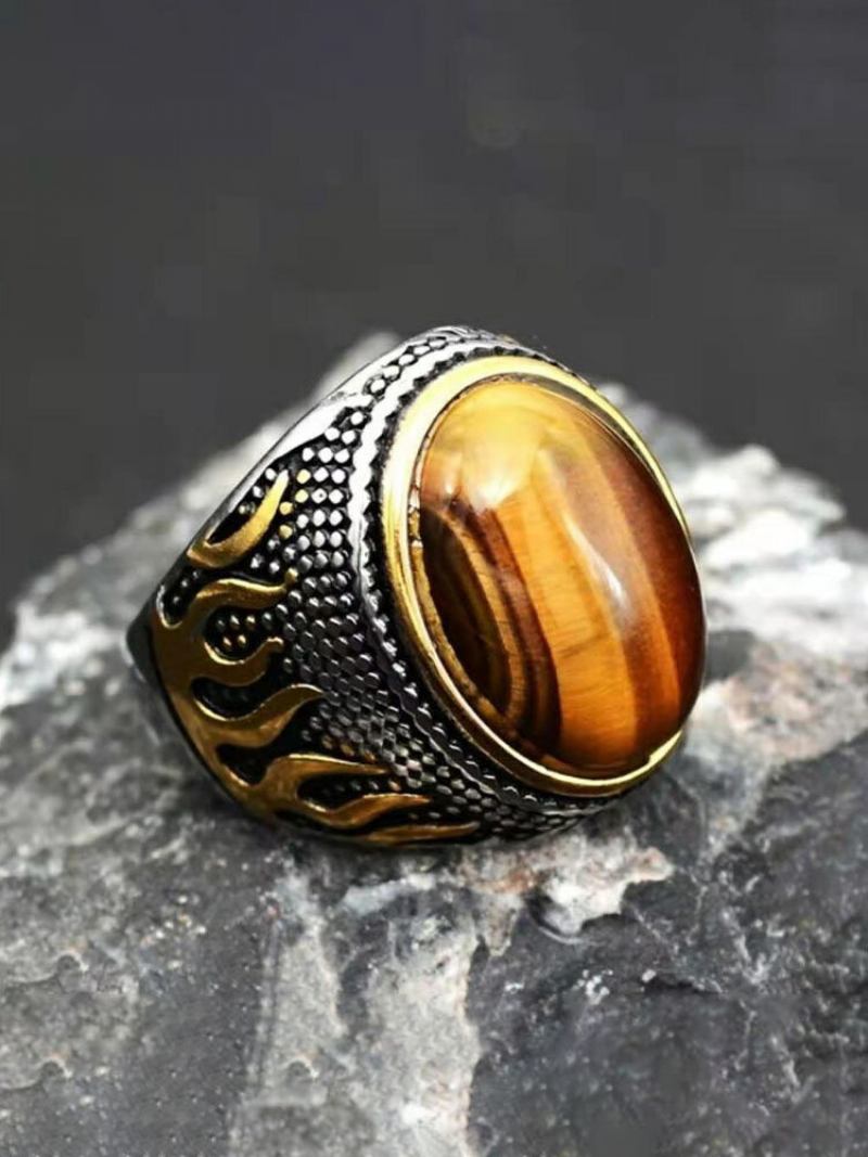 1 Τεμάχιο Fashion Retro Wind Flame Series Domineering Classic Ring