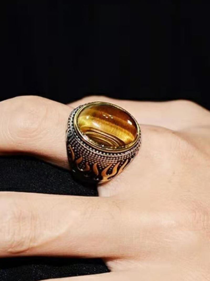 1 Τεμάχιο Fashion Retro Wind Flame Series Domineering Classic Ring