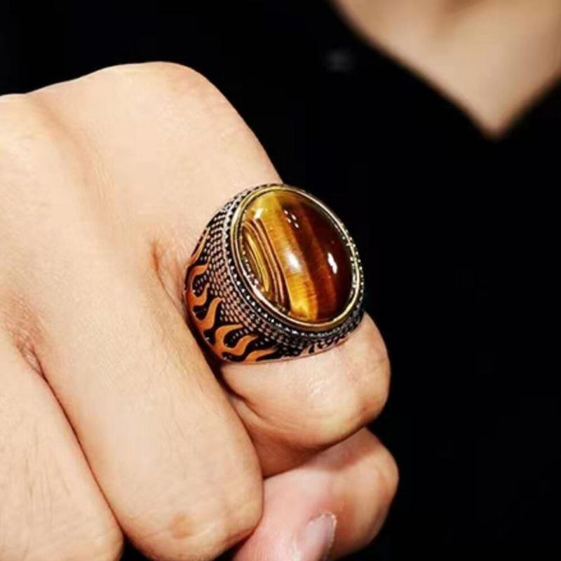 1 Τεμάχιο Fashion Retro Wind Flame Series Domineering Classic Ring