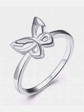 Απλό Ασημένιο Δαχτυλίδι Με Πεταλούδα Με Κόμπο Για Γυναίκες Δώρο