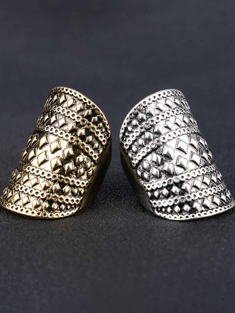 Bohemian Geometric Solid Diamond Ring Exaggerated Punk Rivet Metal Finger