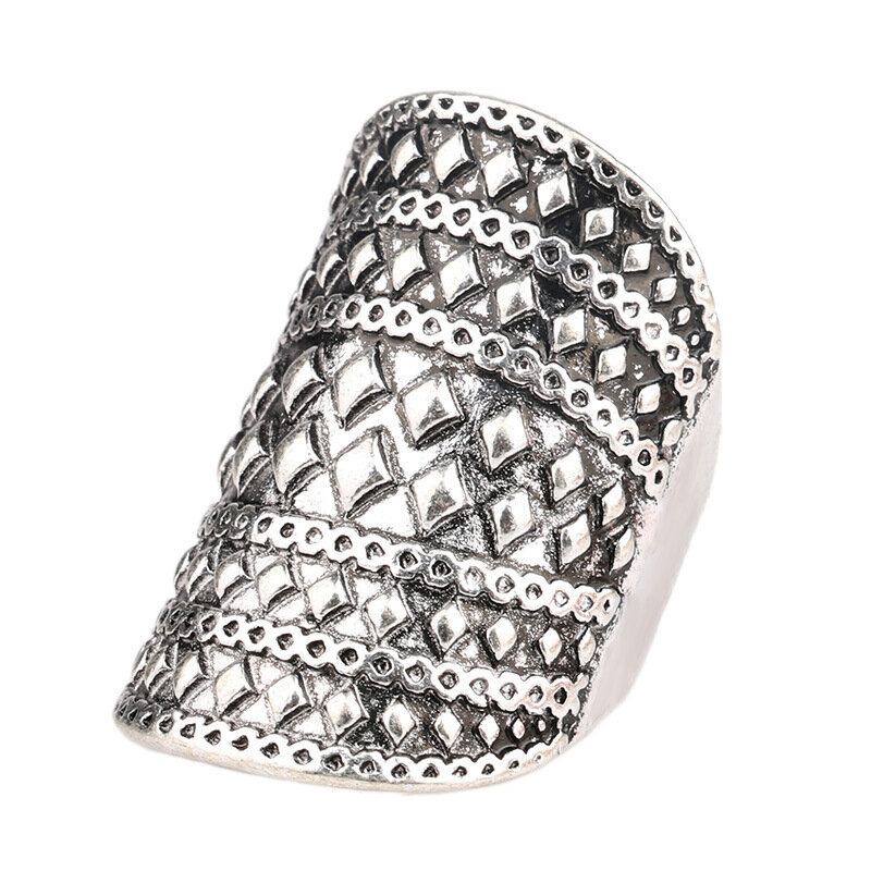 Bohemian Geometric Solid Diamond Ring Exaggerated Punk Rivet Metal Finger