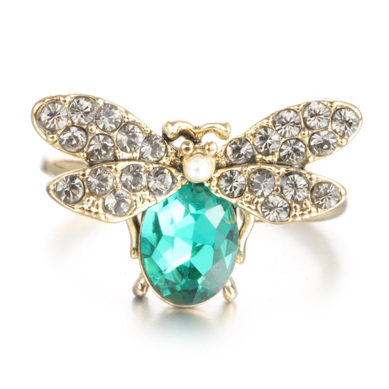 Cute Bees Open Finger Rings Luxury 18k Επιχρυσωμένο Κρύσταλλο Rhinestone Για Γυναίκες