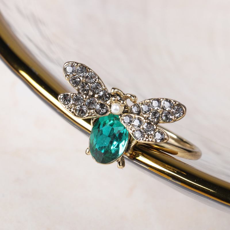 Cute Bees Open Finger Rings Luxury 18k Επιχρυσωμένο Κρύσταλλο Rhinestone Για Γυναίκες