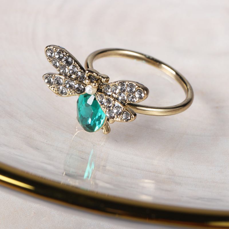 Cute Bees Open Finger Rings Luxury 18k Επιχρυσωμένο Κρύσταλλο Rhinestone Για Γυναίκες