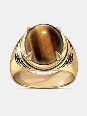 Δώρο Κοσμήματος Ανδρικού Δαχτυλιδιού Με Φυσική Πέτρα Tiger Eye 24 Καρατίων