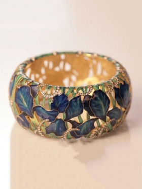 Δώρο Κοσμήματος Με Vintage Ένθετο Διαμαντένιο Γυναικείο Δαχτυλίδι Με Κούφια Ζωγραφισμένα Φύλλα Λουλουδιών