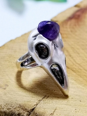 Δώρο Κοσμήματος Vintage Amethyst Skeleton Women Ring Bird Skull Ανδρικό Δαχτυλίδι Κοσμήματα