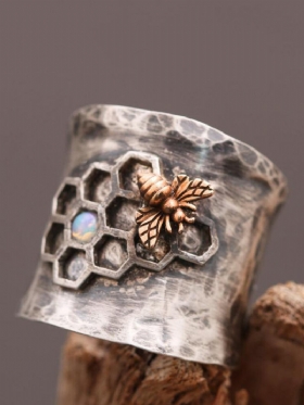 Δώρο Κοσμήματος Vintage Σκαλιστό Πουλί Γυναικείο Δαχτυλίδι Μέλισσας Κηρήθρας