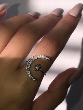 Δώρο Κοσμήματος Vintage Star Moon Γυναικείο Δαχτυλίδι Με Ρυθμιζόμενο Ανοιχτό Ένθετο Διαμάντια