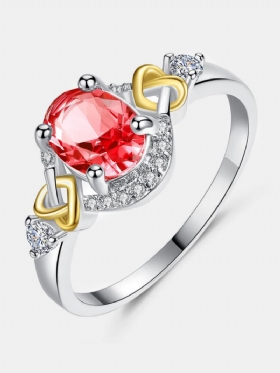 Fashion Finger Rings Double Heart Πολύχρωμα Δαχτυλίδια Micro Zircon Κοσμήματα Αξεσουάρ Χεριών Για Γυναίκες