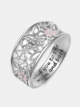 Γλυκά Ροζ Λουλούδι Γούρι Γράμματα Χαραγμένα Δάχτυλα Αρραβωνιαστικά Κοσμήματα Γάμου Για Γυναίκες