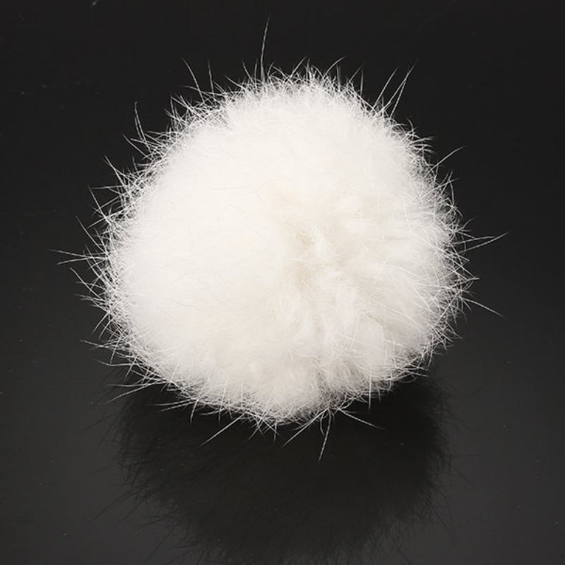 Γλυκό Χαριτωμένο Δαχτυλίδι Λευκό Μαλλί Fuzzy Ball Ρυθμιζόμενα Γυναικεία Δαχτυλίδια