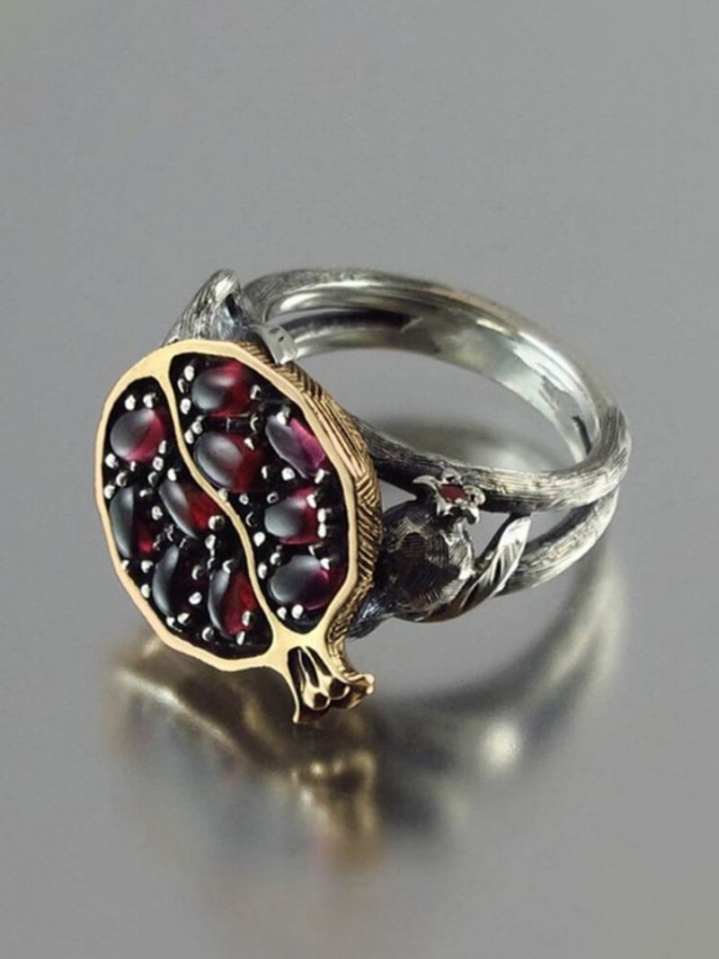 Γυναικείο Δαχτυλίδι Vintage Garnet Tree Vine Ring Διαχωρισμός Χρώματος Flower Leaf