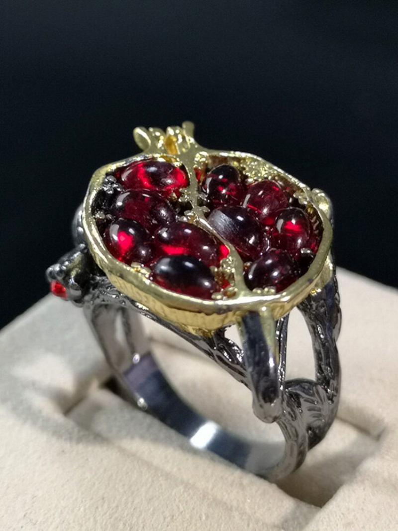 Γυναικείο Δαχτυλίδι Vintage Garnet Tree Vine Ring Διαχωρισμός Χρώματος Flower Leaf