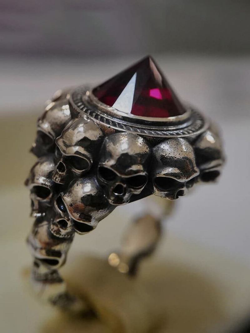 Γυναικείο Δαχτυλίδι Vintage Skull Men Ring Punk Inlaid Satellite Gem